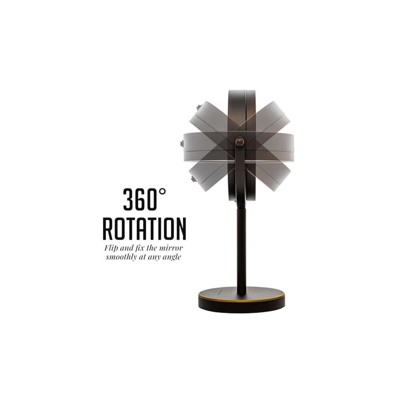 Ovente MLT60ABZ1X7X Espejo de Tocador Iluminado 7X 360° Doble Cara