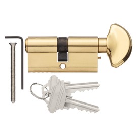 Rockwell Security 90 Degree Solid Brass Euro Profile Cylinder Lock in Polished Brass Finish Fits 1-3/4 Inch Thick Doors