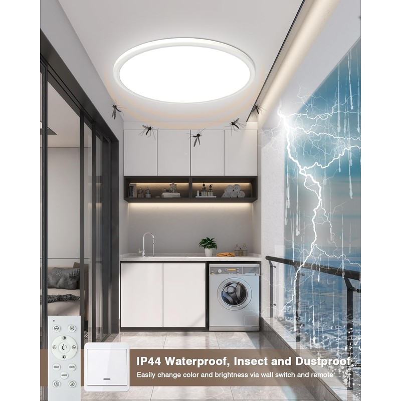 Bowfar LED Ceiling Light, 24 W Round Ceiling Light Flat