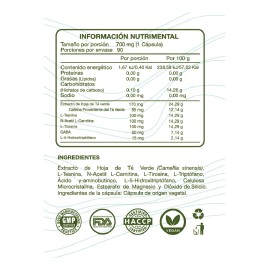 Nootropic 90 Cpsulas 100mg L-teanina 85mg Cafena Sabor Sin Sabor