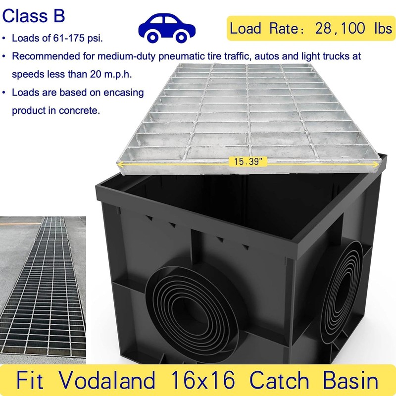 MOSINSBO Galvanized Steel Drain Grate 16x16 in for Vodaland Catch