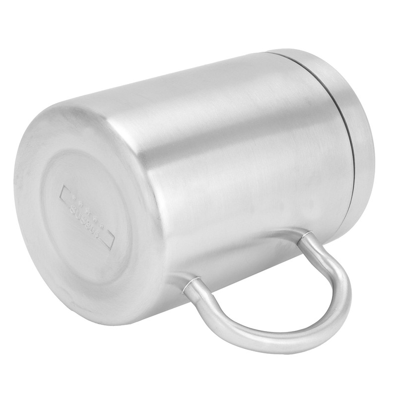 Stainless Steel Mug with Handle Lid DoubleLayer Heat Insulation Cup