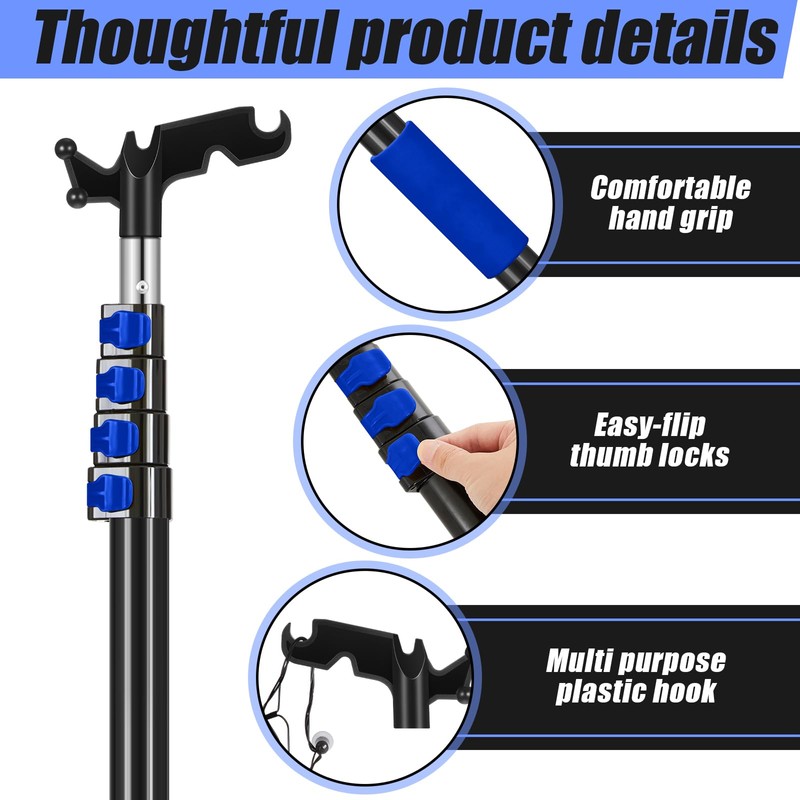 7-30 Ft Telescopic Extension Pole with Hook for Xmas Lights,