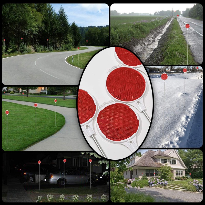 CZC AUTO Red Reflective Driveway Markers 37.5-inch Double Sided Metal