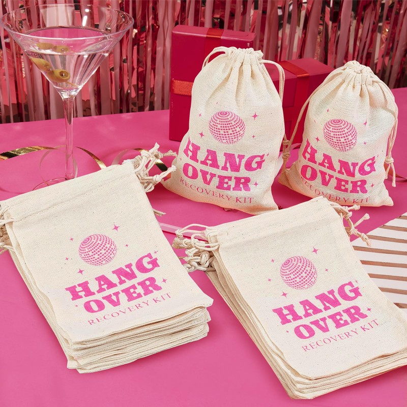 24 Packs Muslin Drawstring Bags 4x6 Wedding Hangover Kit Holder