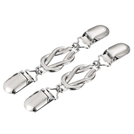 sourcing map Pack of 2 Sweater Clips Retro Cardigan Collar Clips Shirt Clips Dresses Clamp Brooch Scarf Clips for Women (Silver), Zinc