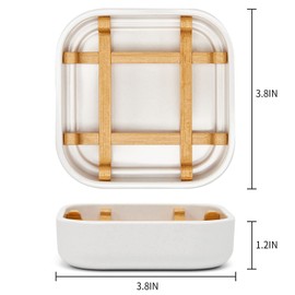 Bamboo Soap Dishes for Bar Soap Holders for Shower for Bathroom Sink Bulk Small Wooden Soap Tray Jabonera Pretty Neat Ventilated Soap Dish Disj Disk, Detachable (Single Rounded White)