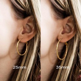 Degerde Gold Hoop Earrings for Women 14K Gold Hoop Earrings Well-cutting Gold Earrings for Women Hypoallergenic Lightweight Gold Hoop Earrings 25 mm 35 mm (25mm)