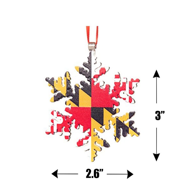 Collegiate Pulse Maryland Flag Snowflake Christmas Ornament