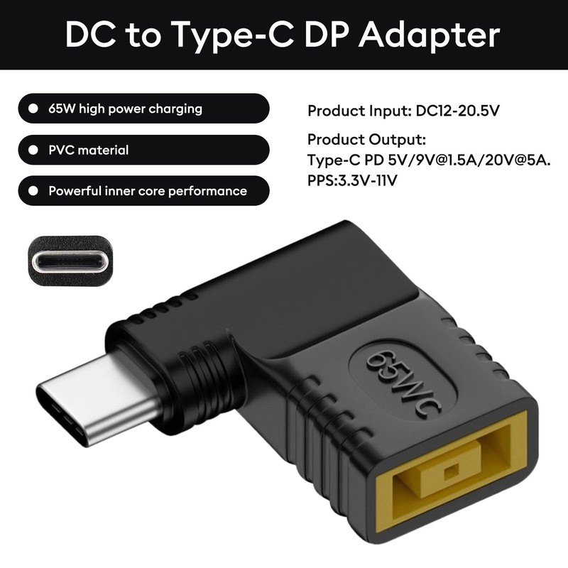 USB C to Thin Tip Adapter 90 Degree USB C