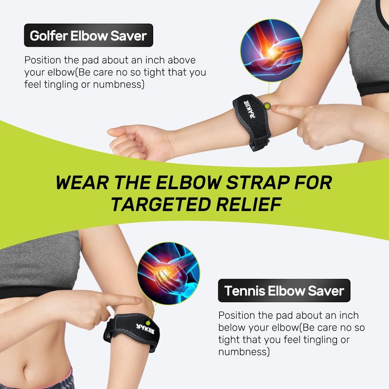 Rakiie Elbow Brace 2 Pack-Climate Pledge Friendly, Tennis Elbow Brace
