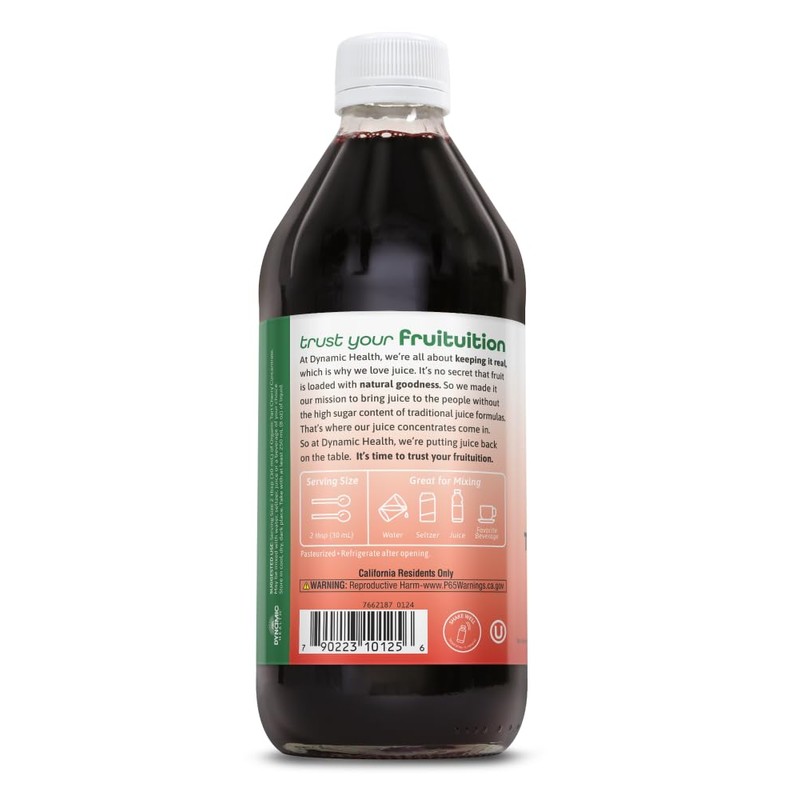 Dynamic Health 100% Unsweetened Pure Organic Certified Tart Cherry Juice