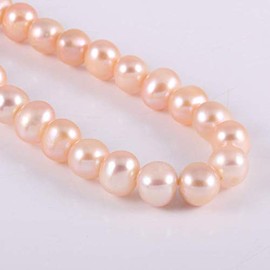 Natural Round Freshwater Pink Pearl Loose Beads 8-9mm 14.2 inch for Jewelry Making