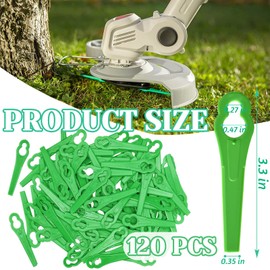 120 Pcs Grass Trimmer Replacement Blades, 83 mm Plastic Garden Mower Blades Cordless Lawn Mower Cutting Blades Lawn Strimmer Accessories Tool for Swift Ryobi VonHaus Grass Strimmer-Green