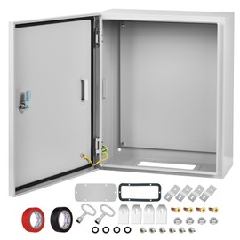 AUFUNIU Steel Electrical Junction Box, 20 x 16 x 8" Waterproof & Dustproof Electrical Enclosure, Outdoor & Indoor Universal Project Box with Lock & Mounting Plate