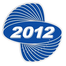 Versa-Tags Versa Tags 2012 Oval Model Year Car Dealer Window Stickers Proudly Made in The USA Versa Oval Model Windshield Year Stickers are Blue and White in Color Come Twelve (12) to A Pack