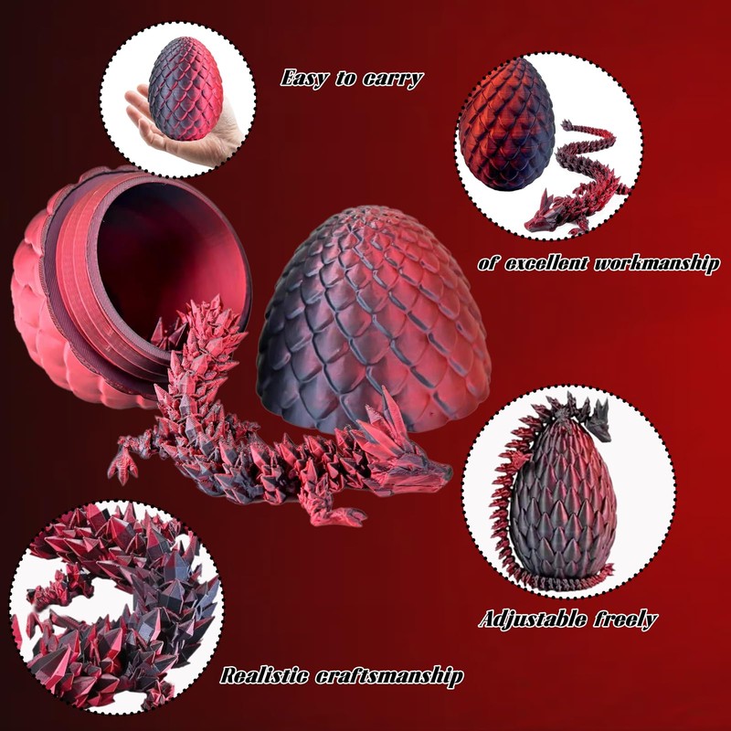 3D Printed Dragon Egg with 22 cm Dragon Figure -