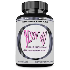 Vitamins HSN 40 Hair Growth Supplement. Vitamin, Mineral, Amino Acids, Biotin 10000 Pills