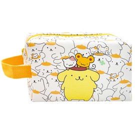 ROFOLO Kawaii piel sintético Bolsa de cosméticos, Amarillo-Pom, Lindo, dibujos animados, casual, baño