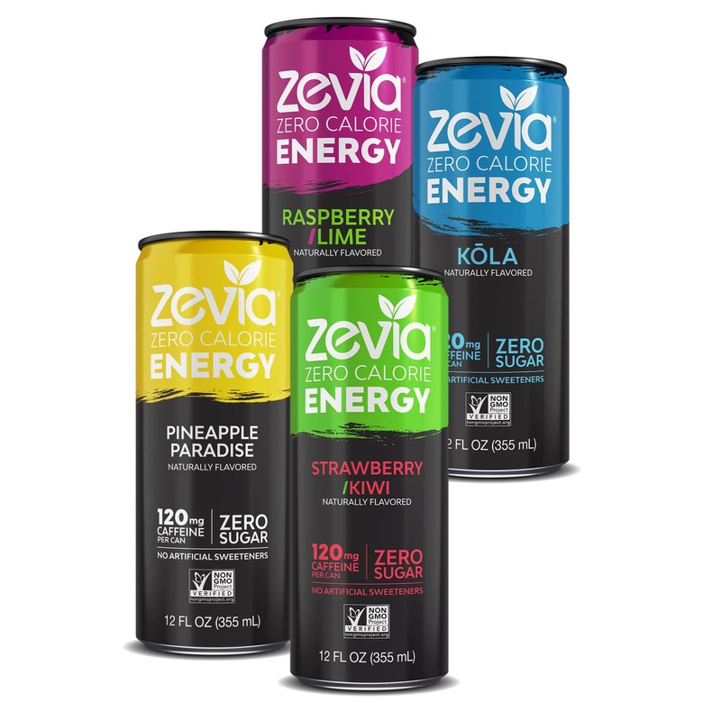 Zevia Zero Calorie Energy Drink, 4-Flavor Medley Variety Pack, 12
