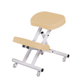 Master Massage Ergonomic Steel Prefect for Home Kneeling Chair Metal Folding Posture Chair for Office, Cream