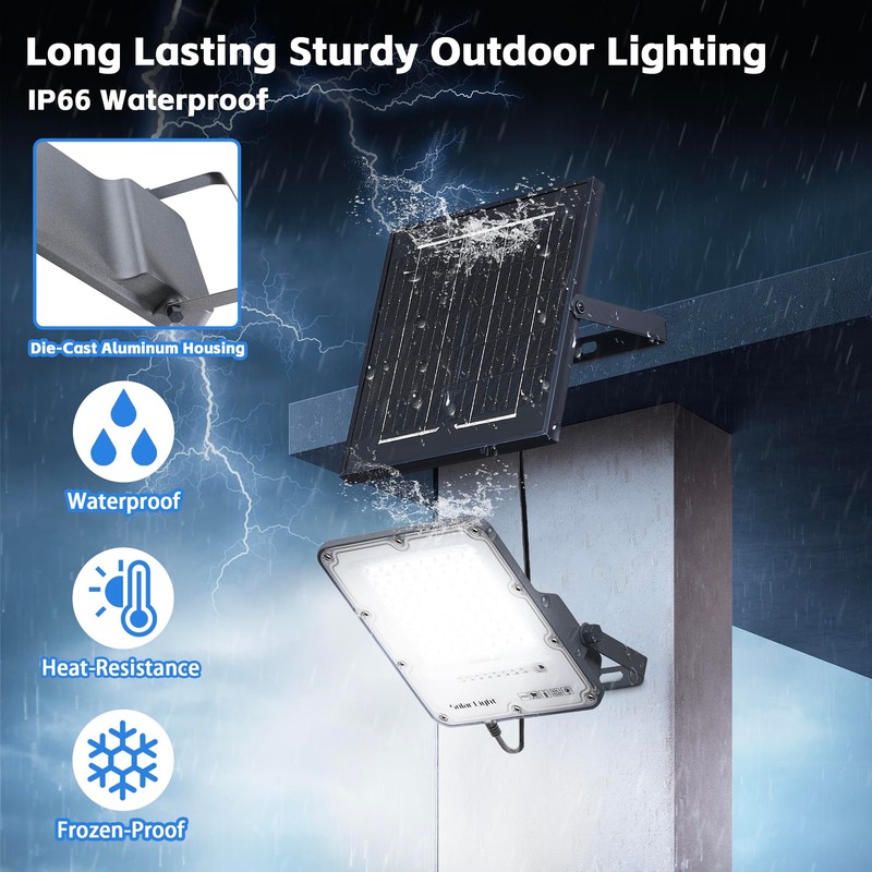 100W Solar Flood Light Outdoor Waterproof, 24000LM 6500K LED Solar
