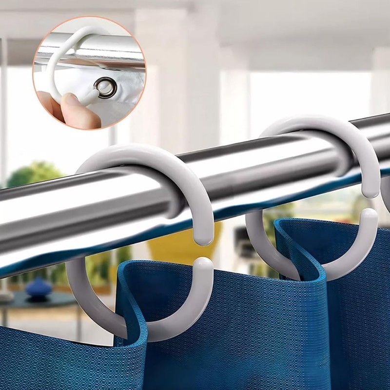 PARENCE. 30 anelli di plastica per tende doccia – bianchi