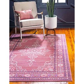 Unique Loom Austin Collection Medallion Floral Vintage Pink Area Rug (5' 0 x 8' 0)