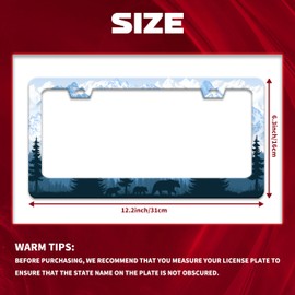 Personalise Mama Bear License Plate Frame Nature Forest License Plate Frames Car Universal Stainless Steel Accessories Cars Decor with 2 Holes and Screws Fits Standard Us Vehicles Size 12.2 X 6 Inch