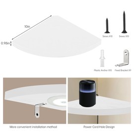 Qupui Corner Floating Shelves for Wall Set of 3, 10inch Corner Shelf Wall Mount Organizer, Wood Hanging Corner Shelf for Living Room Bedroom Bathroom Kitchen and Small Plant Photo Frame