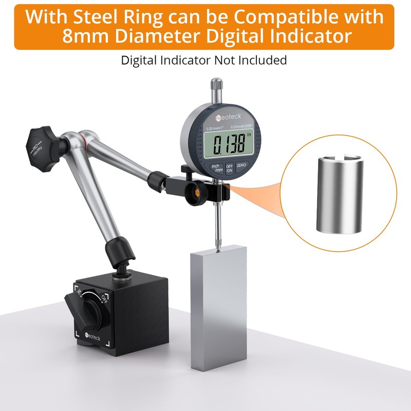 Neoteck Magnetic Base Stand for Digital Dial Indicator Gauge Pro-176lbs/80kg