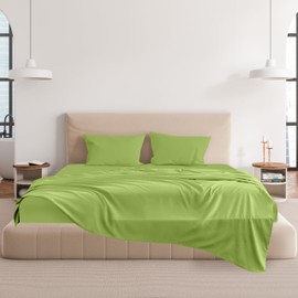 CHOEGOBEST Easy Care Luxury Microfiber Extra Soft and Cooling Bed Sheet Set with Deep Pockets (Lime Green, Full Set of 4)