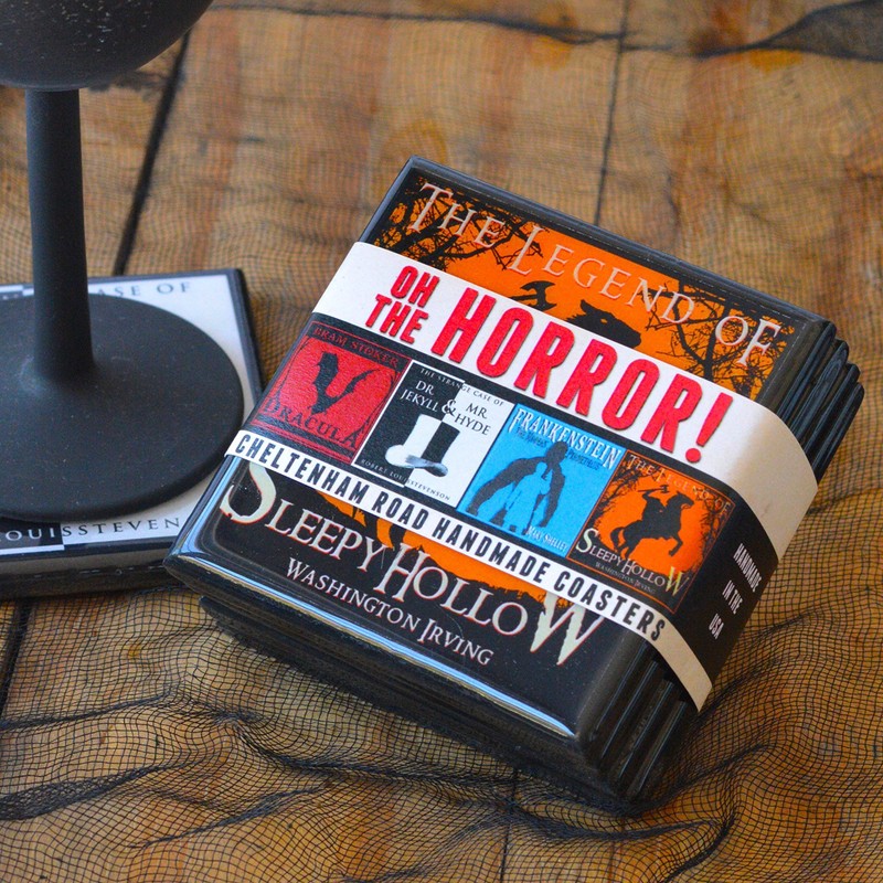 Classic Gothic Horror Book Cover Drink Coaster Set
