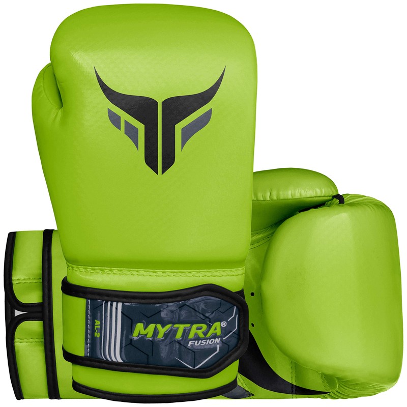 Mytra Fusion Kids Boxing Gloves Carbon AL2 (Green, 8 oz)