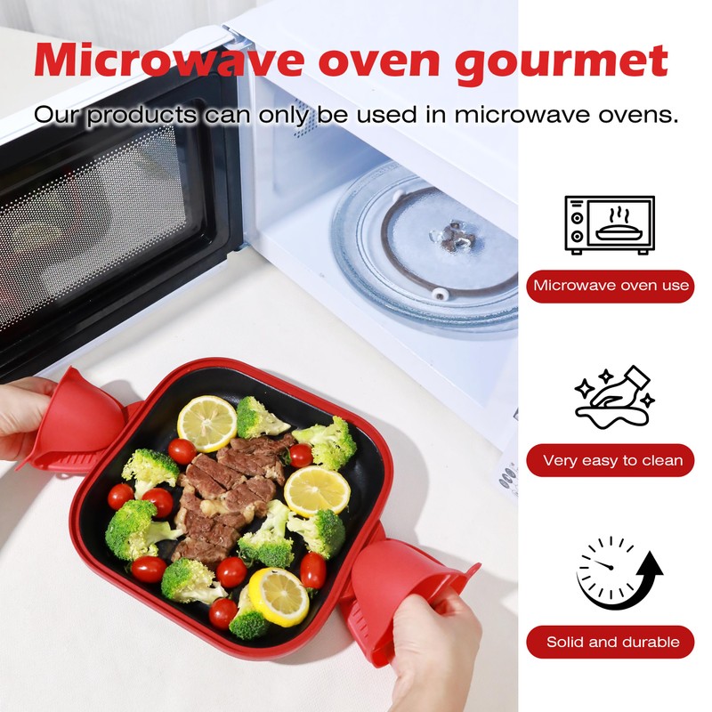 Microwave Grill Pan with Cover - Bacon Cooker, Crisper &