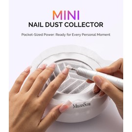 MelodySusie PocketSized Nail Dust Collector with Lightweight Design,HProA 6000RPM Ultra-Small Nail Vacuum Fan with 3 Suction Modes and 30 Disposable Filter Papers for Beginner & Daily Nail Care,White