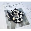 Checkerboard check pearl scrunchie / 바둑판 체크 진주 스크런치