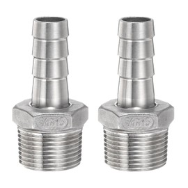 sourcing map 2pcs Stainless Steel Hose Barb Fitting 0.6" (15mm) Barbed x g 3/4" Male Pipe Fitting Air Hose Barb Fittings Coupler Thread Connector Adapter for Water Fuel