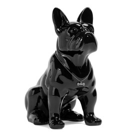 Torre & Tagus 12” Ceramic French Bulldog Statue - Sitting Black French Bulldog Decor on Floor or Desk, Modern Frenchie Figurine with Silver Necklace, Gloss Frenchie Statue As Centerpiece Home Decor