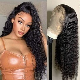 UWLK 26 Inch Deep Wave Lace Front Wigs Human Hair 200 density 13x6 HD Lace Front Wigs Human Hair Pre Plucked Deep Curly Wig for Women