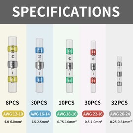 Qizpcer 110 Pcs Heat Shrink Wire Connectors, Solder Seal Butt Connectors Kit Waterproof Marine Electrical Splice Terminals