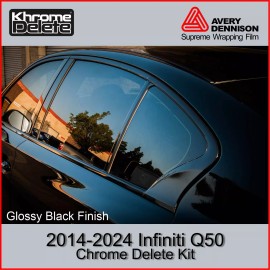 Avery Supreme Wrap Glossy Black Chrome Delete fitting 2014-2024 Infiniti Q50 Sedan