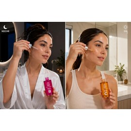 CLEOSKIN Pack 2 Sueros faciales, Serum Vitamina C (Ácido ascórbico) y Serum Retinol (Vitamina A), para el cuidado de la piel, anti manchas, Hidratante Facial, Kit Day & Nigth