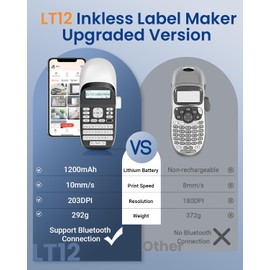 Phomemo LT12 Label Maker Machine, Bluetooth Thermal Label Printer with Tape, Label Printer Machine Handheld Sticker Machine, Multiple Templates Fonts Icons for Home & Office, White