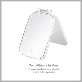 Conair Lighted Makeup Mirror, LED Vanity Mirror, 1X/3X Magnifying Mirror, Compact Travel Mirror, Battery Operated in White