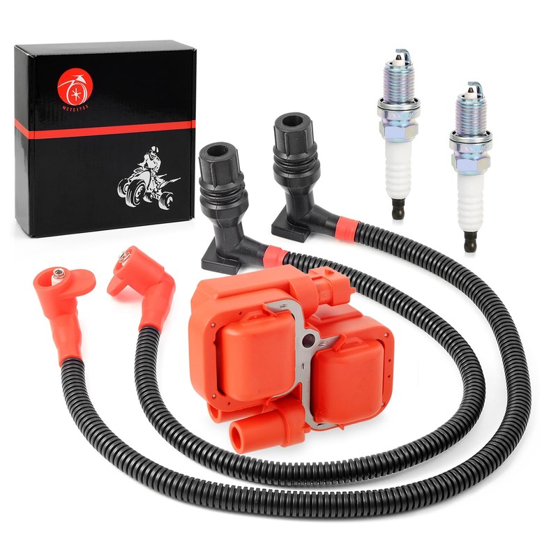 Ignition Coil and Spark Plug w/Wire Cap Compatible with Polaris