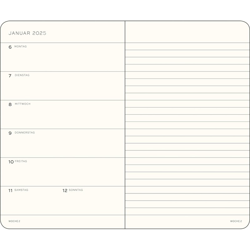LEUCHTTURM1917 370503 Weekly Calendar and Notebook 2025, Pocket A6 Hardcover
