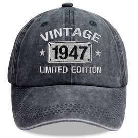 Vintage 1947 Limited Edition Hats for Men Women, 78th Birthday Decorations, Adjustable Embroidered 78 Year Old Baseball Cap Retirement Gifts for Dad Mom Black