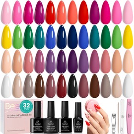 Beetles Gel Nail Polish 25 Colors Gel Polish Set Nude Pink Red Blue Gel Polish Chic Outfits Collection with 3Pcs Base Top Coat Gel Manicure Kit Salon DIY Home Gift for Women
