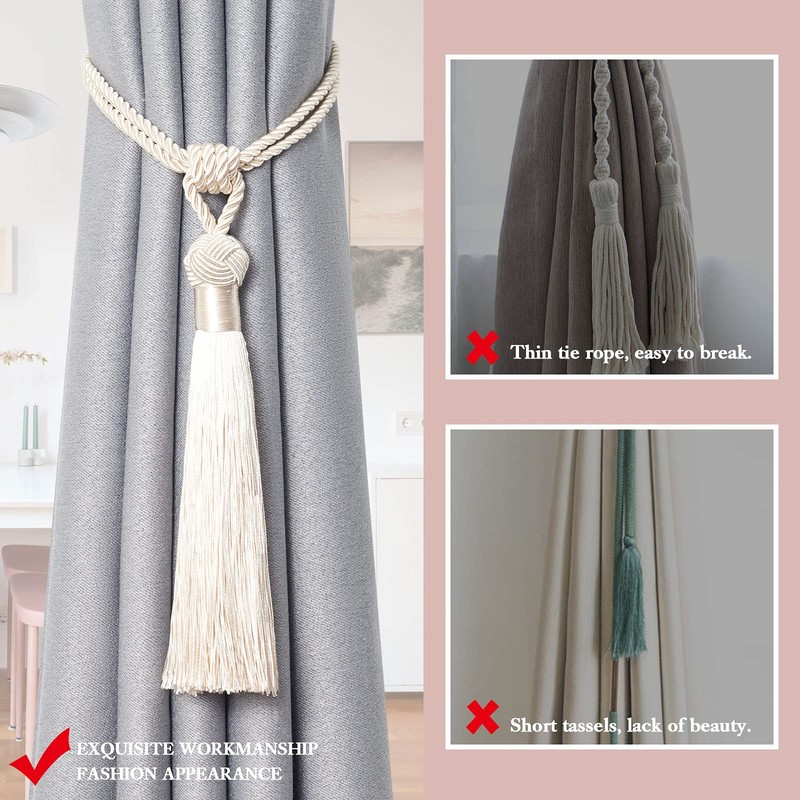 Pretty Jolly 2 Pack Long Tassel Curtain Tiebacks Handmade Braided